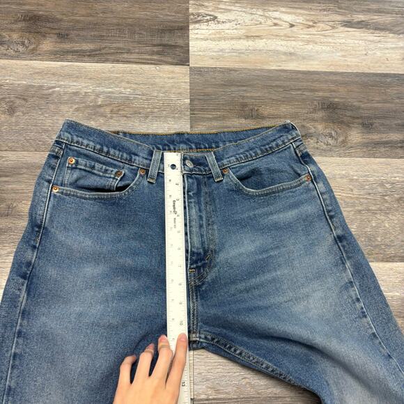 Levis 505 Dark Wash Faded Blue Mens 31x30‎ Regular Straight Denim Jeans Red Tab - Picture 10 of 13